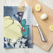 Weihnachtsbären Winterschnee-Urlaubsszene Geschirrtuch (Viertel Falte)