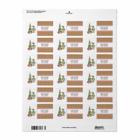 Weihnachtsbärenadresse Mailing Labels Adressaufkleber (Vorne)