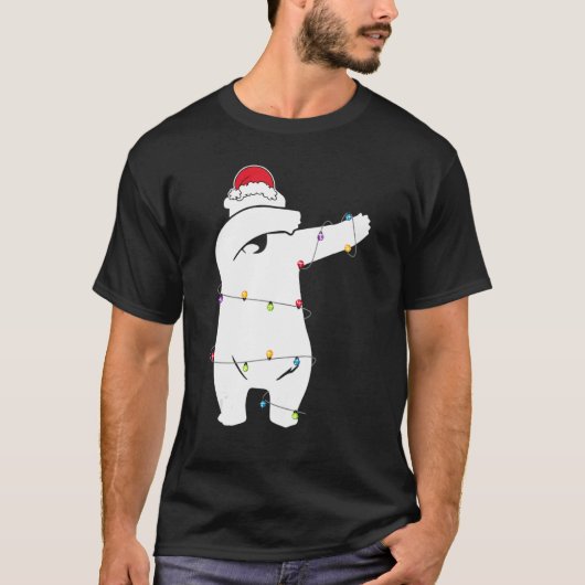 Weihnachtsbärenbeleuchtung Weihnachtsmannmütze für T-Shirt (Vorderseite)