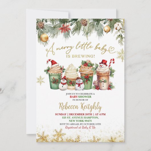 Weihnachtsbärendusche Einladung (Vorderseite)