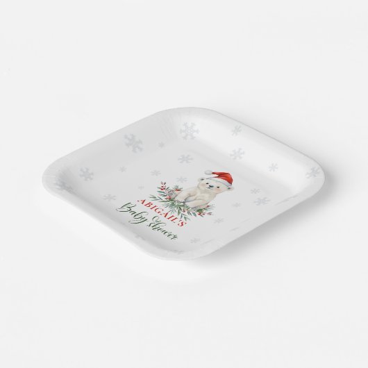 Weihnachtsbärendusche Pappteller (Gewinkelt)