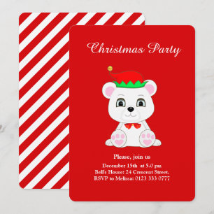 Weihnachtsbärenelf auf Roter Party Einladung