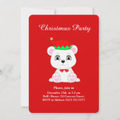 Weihnachtsbärenelf auf Roter Party Einladung (Vorderseite)