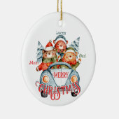 Weihnachtsbärenfamilie mit 3 Namen Keramik Ornament (Rechts)