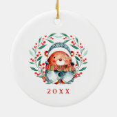 Weihnachtsbärenfamilie mit 3 Namen Keramik Ornament (Hinten)