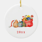 Weihnachtsbärenfamilie mit 4 Namen Keramik Ornament (Hinten)