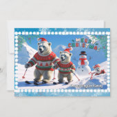 Weihnachtsbärenfamilie Personalisiert Feiertagskarte (Vorderseite)