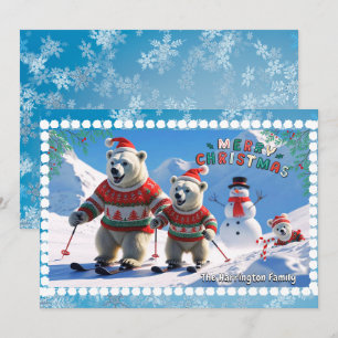 Weihnachtsbärenfamilie Personalisiert Feiertagskarte