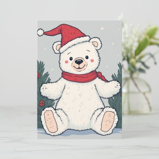 Weihnachtsbärenkarte Feiertagskarte (Stehend Vorderseite)