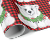 Weihnachtsbärenkuchen, Holly-Beeren-Kranz Geschenkpapier (Rolleneckpunkt)