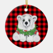 Weihnachtsbärenkuchen, Holly-Beeren-Kranz Keramik Ornament (Vorne)