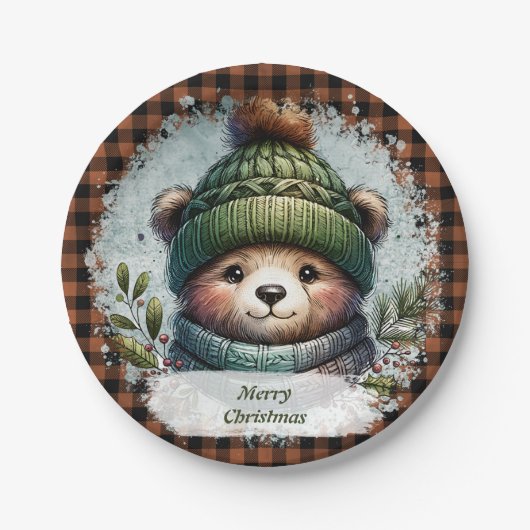 Weihnachtsbärenpapier-Teller Pappteller (Vorderseite)