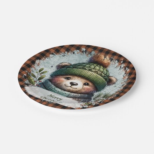 Weihnachtsbärenpapier-Teller Pappteller (Schrägansicht)