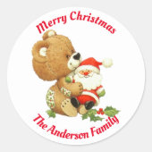 Weihnachtsbärensticker Runder Aufkleber (Vorderseite)