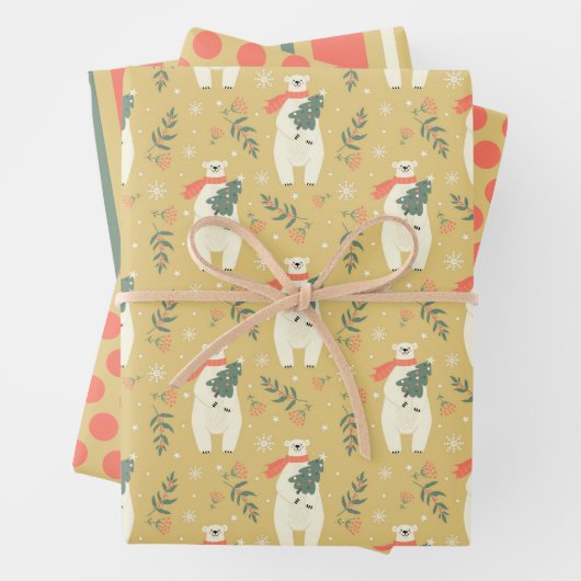 Weihnachtsbärenwrapping Paper Set 3 Geschenkpapier Set (Beispiel)