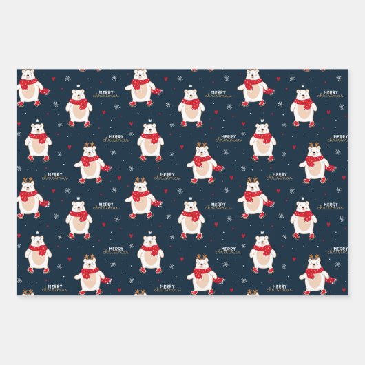 Weihnachtsbärenwrapping Sheet Set 3 Geschenkpapier Set (Vorderseite)