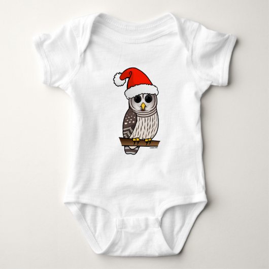 Weihnachtsbarot Owl Santa Baby Strampler (Vorderseite)