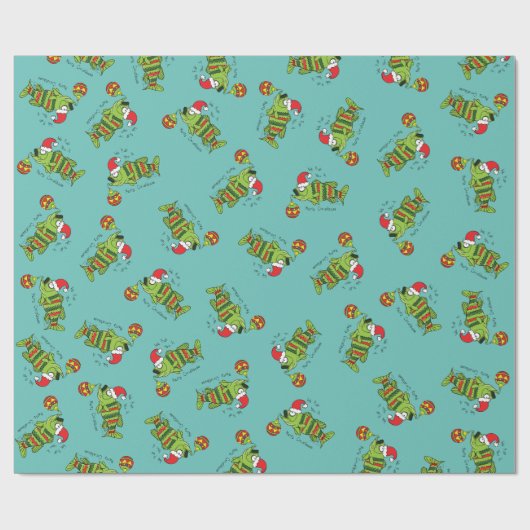 Weihnachtsbarsch Fischen Niedlicher Cartoon Geschenkpapier (Flach)