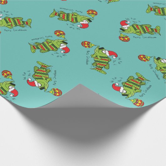 Weihnachtsbarsch Fischen Niedlicher Cartoon Geschenkpapier (Ecke)