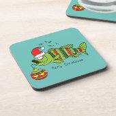 Weihnachtsbarsch Fischen Niedlicher Cartoon Getränkeuntersetzer (Linke Seite)