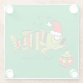 Weihnachtsbarsch Fischen Niedlicher Cartoon Glasuntersetzer (Rückseite)