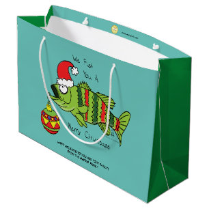 Weihnachtsbarsch Fischen Niedlicher Cartoon Große Geschenktüte