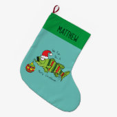 Weihnachtsbarsch Fischen Niedlicher Cartoon Großer Weihnachtsstrumpf (Vorderansicht (hängend))