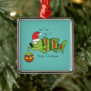 Weihnachtsbarsch Fischen Niedlicher Cartoon Ornament Aus Metall