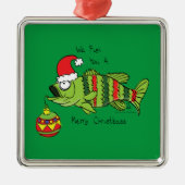 Weihnachtsbarsch Fischen Niedlicher Cartoon Ornament Aus Metall (Vorne)