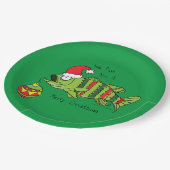 Weihnachtsbarsch Fischen Niedlicher Cartoon Pappteller (Schrägansicht)
