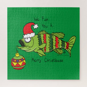 Weihnachtsbarsch Fischen Niedlicher Cartoon Puzzle