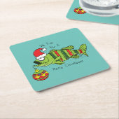 Weihnachtsbarsch Fischen Niedlicher Cartoon Rechteckiger Pappuntersetzer (angewinkelt)