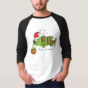 Weihnachtsbarsch Fischen Niedlicher Cartoon T-Shirt