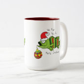 Weihnachtsbarsch Fischen Niedlicher Cartoon Zweifarbige Tasse (VorderseiteRechts)