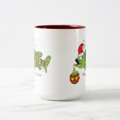 Weihnachtsbarsch Fischen Niedlicher Cartoon Zweifarbige Tasse (Mittel)