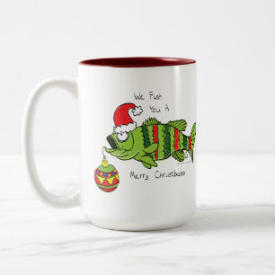 Weihnachtsbarsch Fischen Niedlicher Cartoon Zweifarbige Tasse