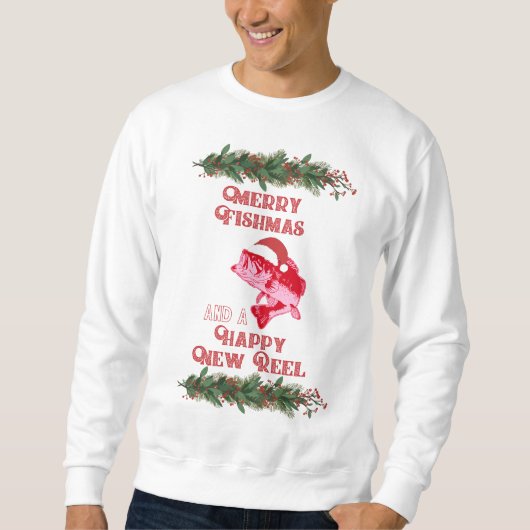 Weihnachtsbarsch Fischen Party Sweatshirt (Vorderseite)