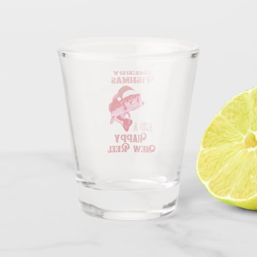 Weihnachtsbarsch Fischen Schnapsglas (Rückseite)