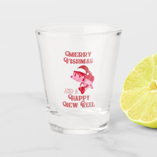 Weihnachtsbarsch Fischen Schnapsglas (Vorderseite)