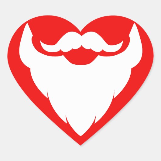 Weihnachtsbart und Schnurrbart des Weihnachtsmanns Herz-Aufkleber (Vorderseite)