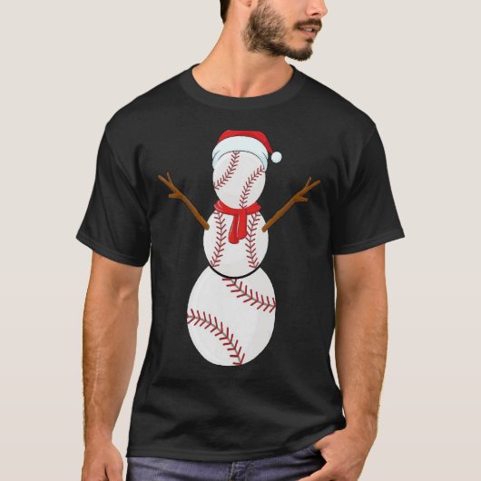 WeihnachtsBaseball Balls Santa Snowman Xmas T-Shirt (Vorderseite)