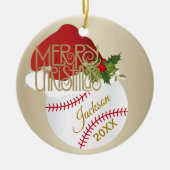WeihnachtsBaseball Keramik Ornament (Vorne)