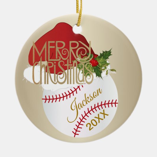 WeihnachtsBaseball Keramik Ornament (Vorne)