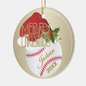 WeihnachtsBaseball Keramik Ornament (Links)