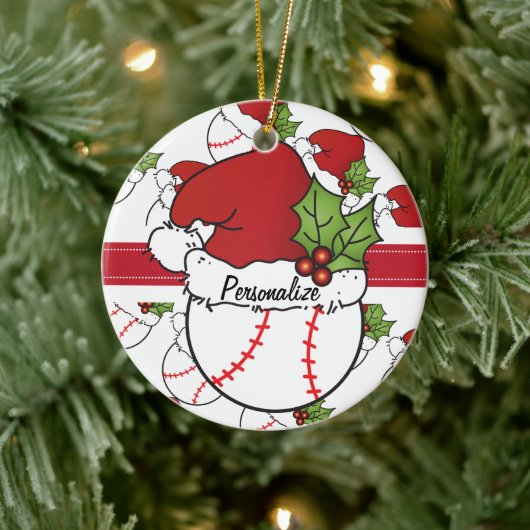 Weihnachtsbaseball personalisieren keramikornament (Baum)
