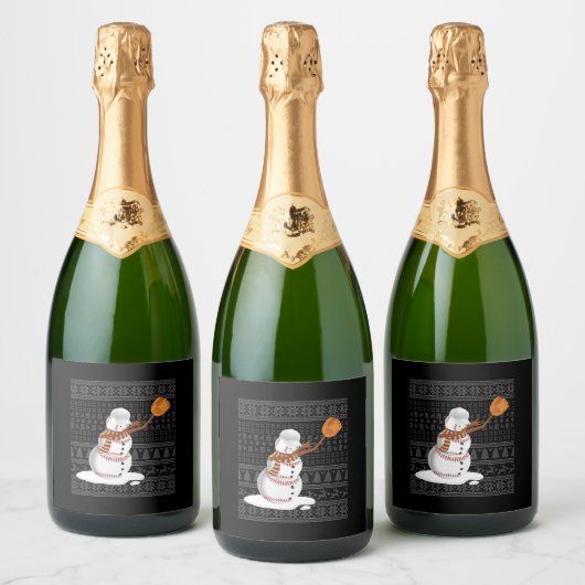 WeihnachtsBaseball Schaumweinetikett (Flaschen)
