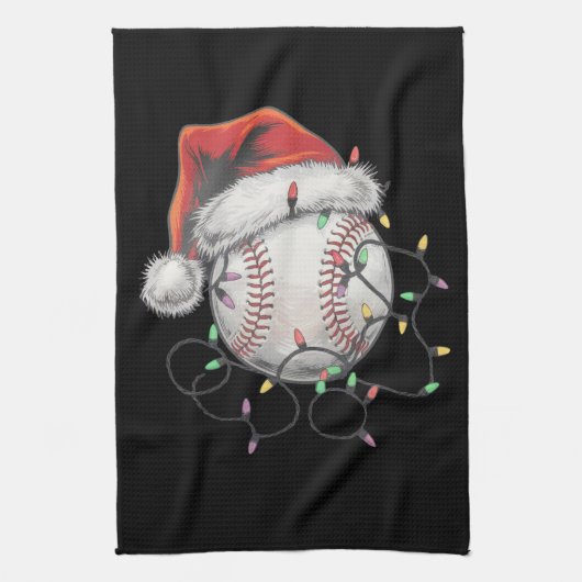 WeihnachtsBaseball-Spieler Geschirrtuch (Vertikal)