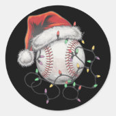 WeihnachtsBaseball-Spieler Runder Aufkleber (Vorderseite)