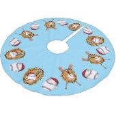 Weihnachtsbaseballs, Fledermäuse und Handschuhe Polyester Weihnachtsbaumdecke (Schrägansicht)