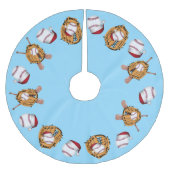 Weihnachtsbaseballs, Fledermäuse und Handschuhe Polyester Weihnachtsbaumdecke (Vorderseite)